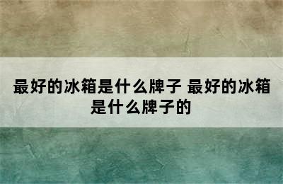 最好的冰箱是什么牌子 最好的冰箱是什么牌子的